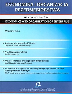 Skan okładki: Ekonomika i Organizacja Przedsiębiorstw - Nr 4, kwiecień 2013