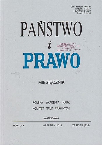 Państwo i Prawo - Zeszyt 9, wrzesień 2015