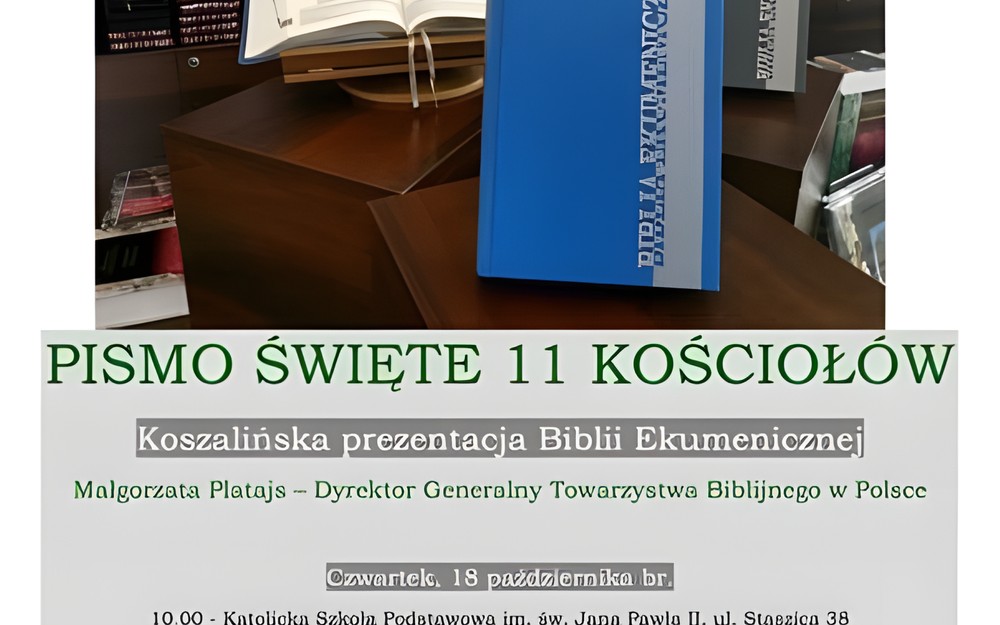 Grafika promująca prezentację Biblii Ekumenicznej