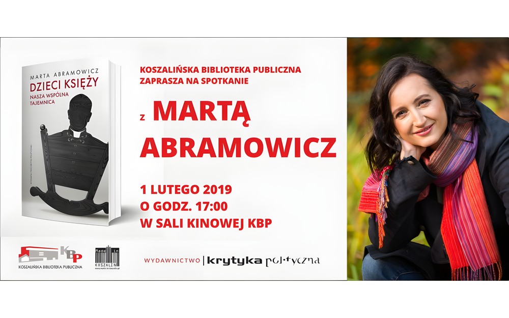 Grafika promująca spotkanie z Martą Abramowicz