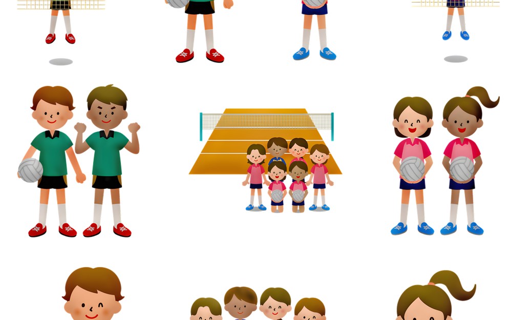 Grafika przedstawiająca dzieci z piłkami