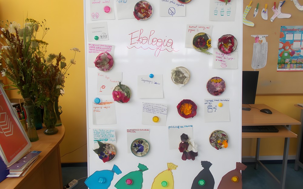 Tablica z pomysłami dzieci na dbanie o środowisko