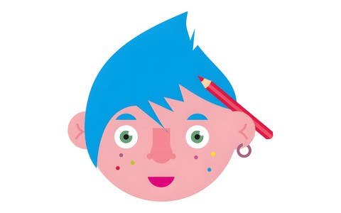 Logo imprezy: głowa chłopca z kredką za uchem