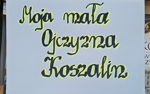 Biała krta z czarno-żółtym napisem Moja mala ojczyzna - Koszalin