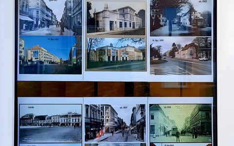 Na zdjęciu fotografie porównawcze starego i nowego Koszalina