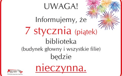Infomacja o godzinach otwarcia biblioteki
