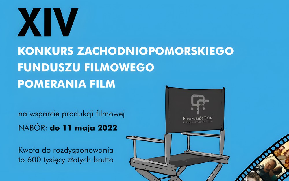 Grafika przedstawia reklamę Zachodniopomorskiego Funduszu Filmowego Pomerania Film