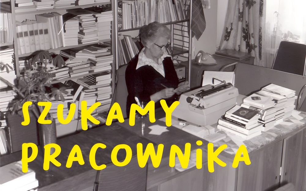 Grafika z napisem „Szukamy pracownika”