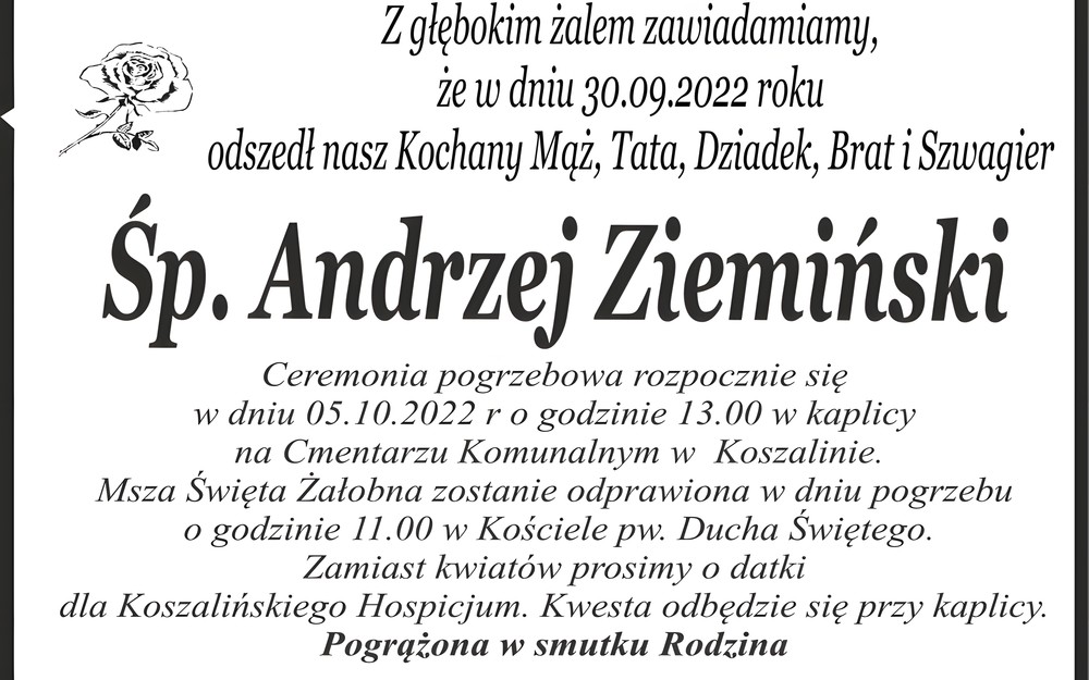 Nekrolog śp. Andrzeja Ziemińskiego