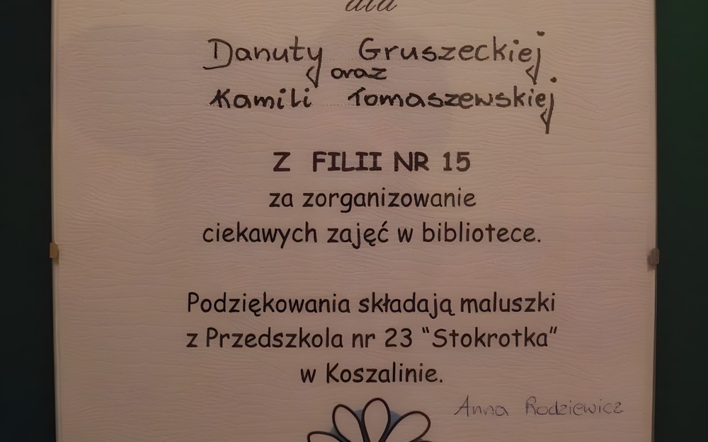 PODZIĘKOWANIA Z PRZEDSZKOLA NR 23