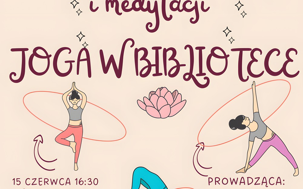 plakat joga w bibliotece