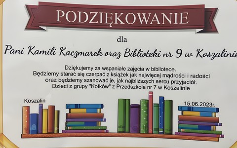 Podziękowania od przedszkolaków dla bibliotekarki
