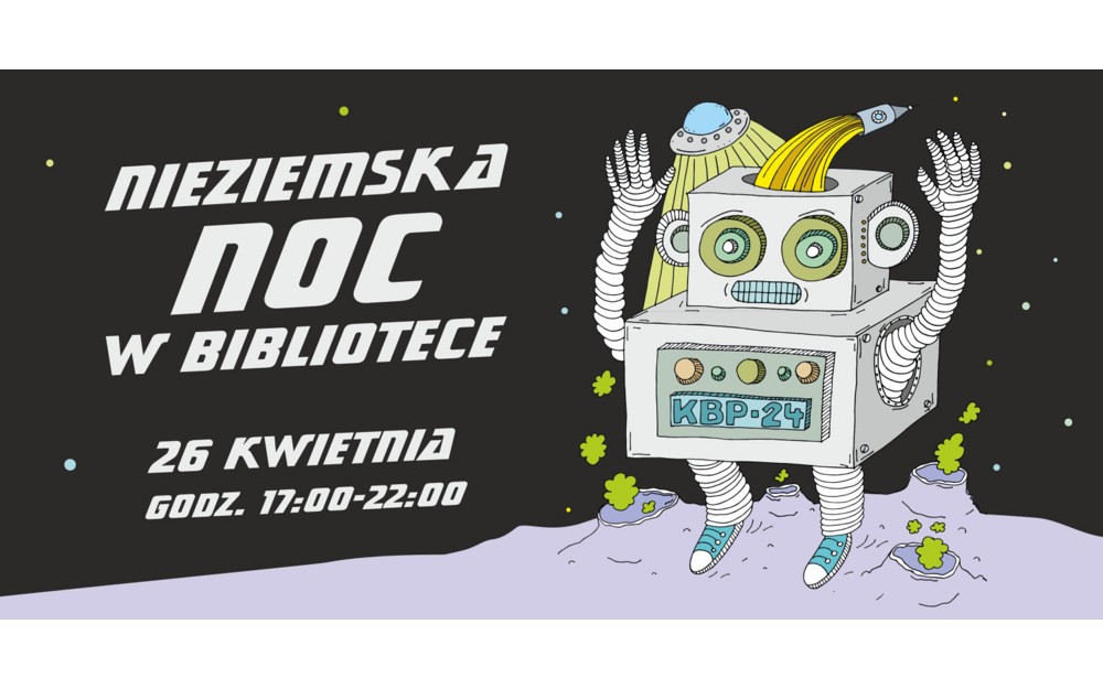 Grafika promująca Nieziemską Noc w Bibliotece