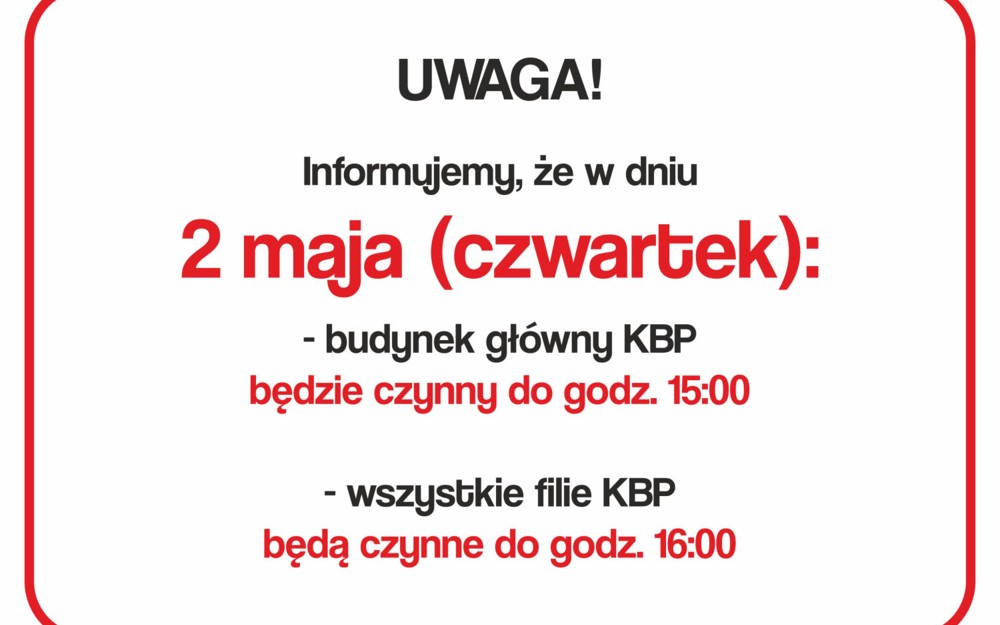 Na zdjęciu plakat z informacją o zmianie godzin