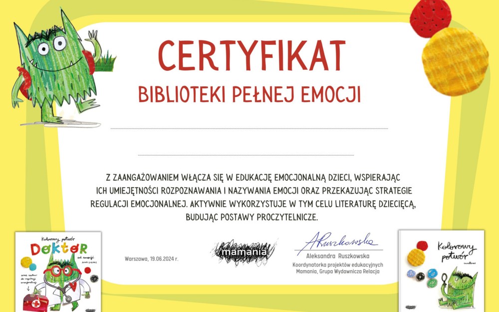 certyfikat zaangażowania za zajęcia