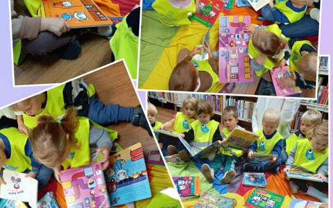 Pierwsza wizyta "Trajkotek" w bibliotece- Zaczarowany Domek