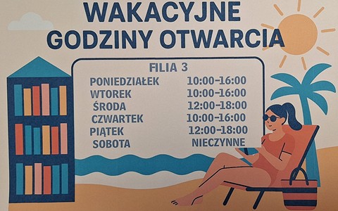 Godziny otwarcia filii w lipcu i sierpniu!!!