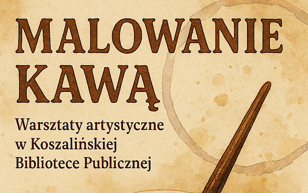 na plakacie filiżanka kawy i pędzel