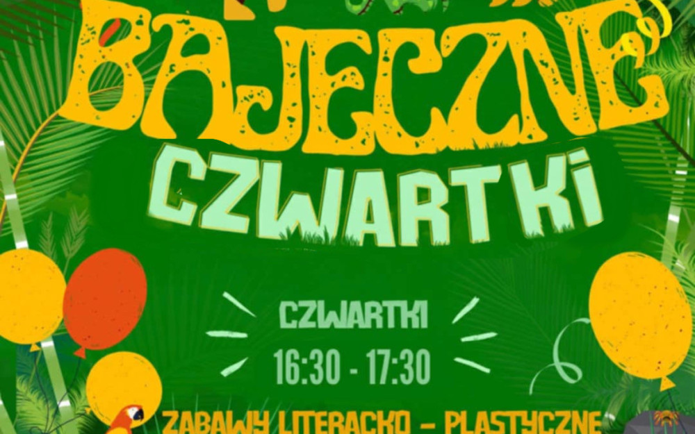 Plakat informujący o spotkaniach dla dzieci