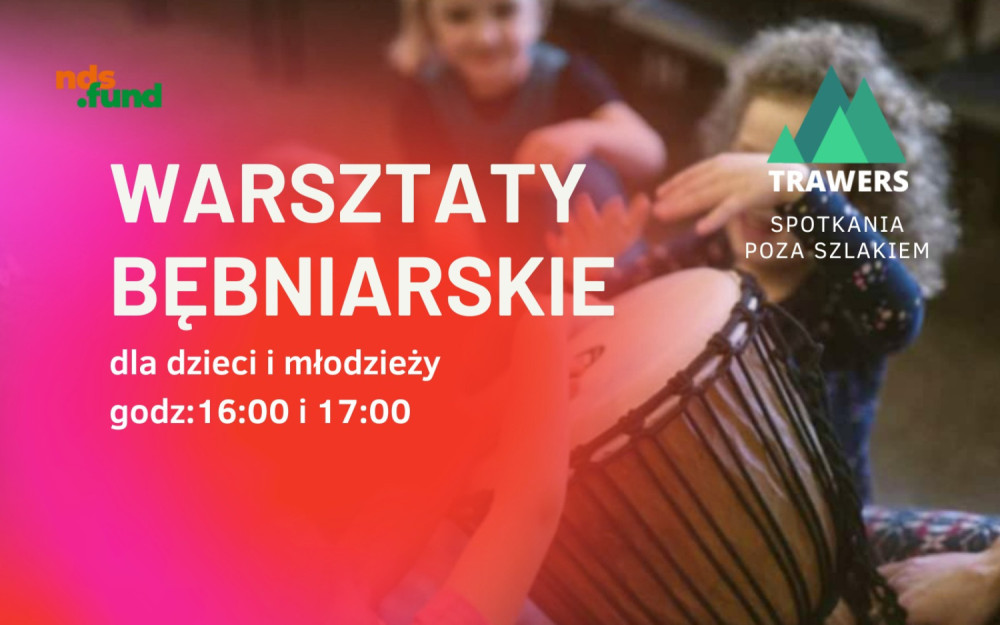 Grafika promująca warsztaty bębniarskie