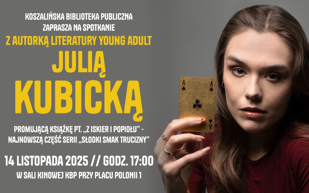 Grafika promująca spotkanie z Julią Kubick