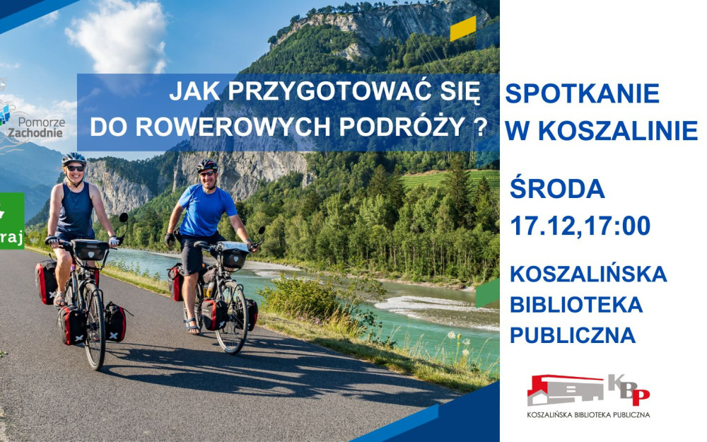 Plakat promujący wydarzenie "Jak przygotować się do rowerowych podróży?"