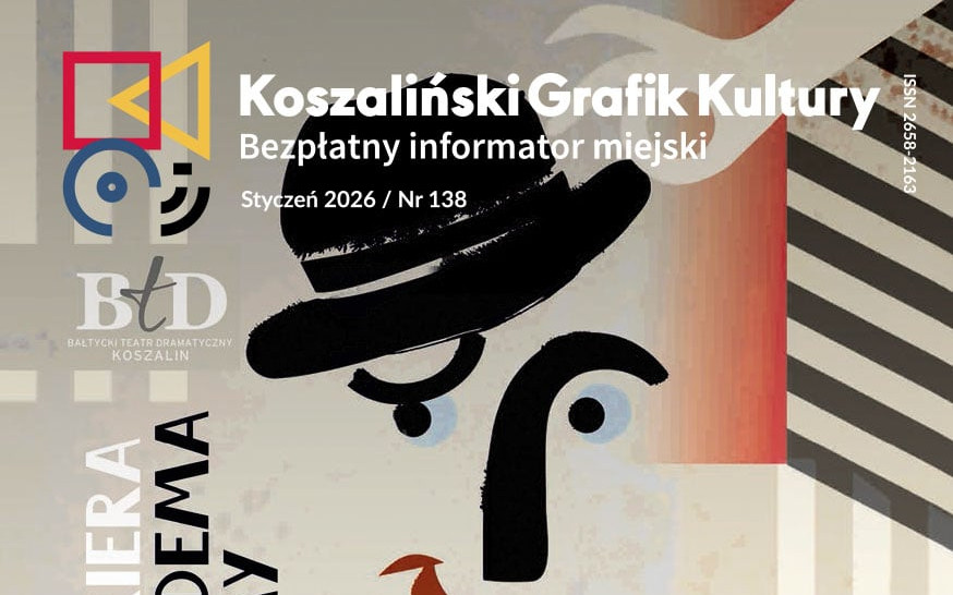 Grafika przedstawia fragment okładki najnowszego wydania miesięcznika Koszaliński Grafik Kultury