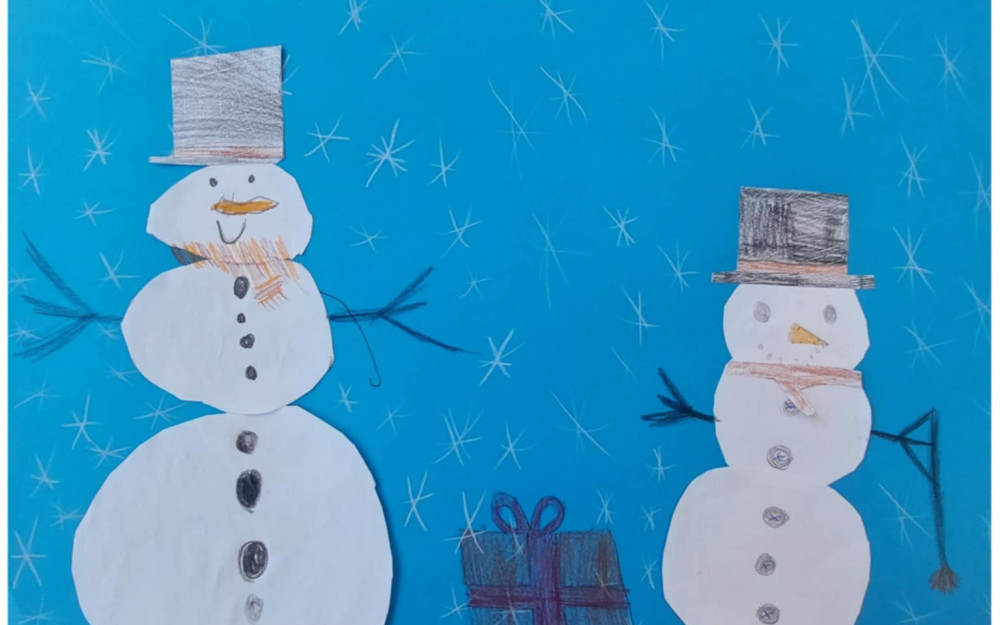 Bałwanki wykonane przez dzieci.