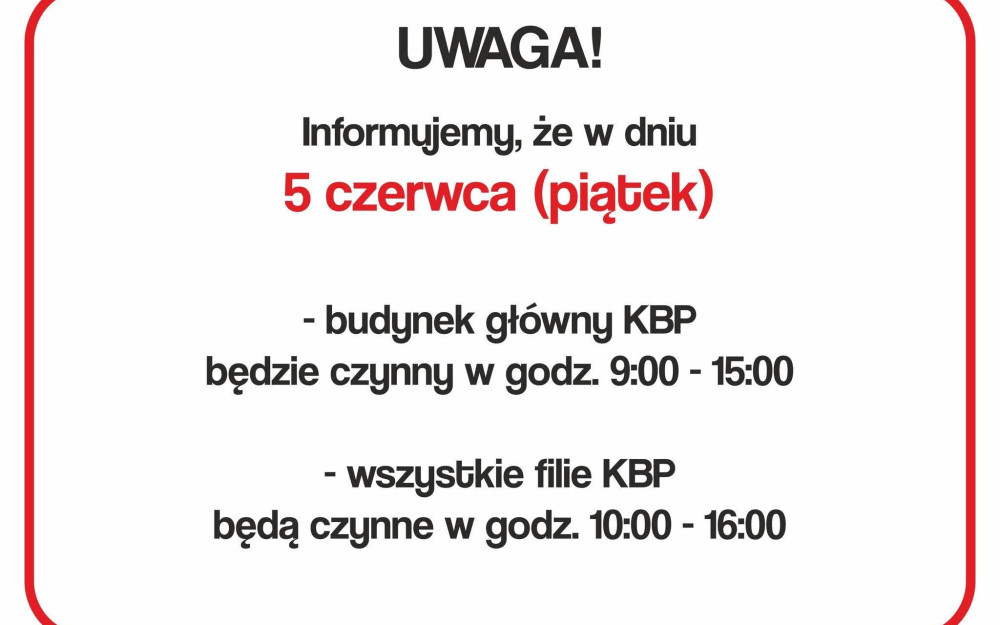 Zdjęcie z godzinami otwarcia