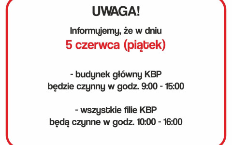 Zdjęcie z godzinami otwarcia