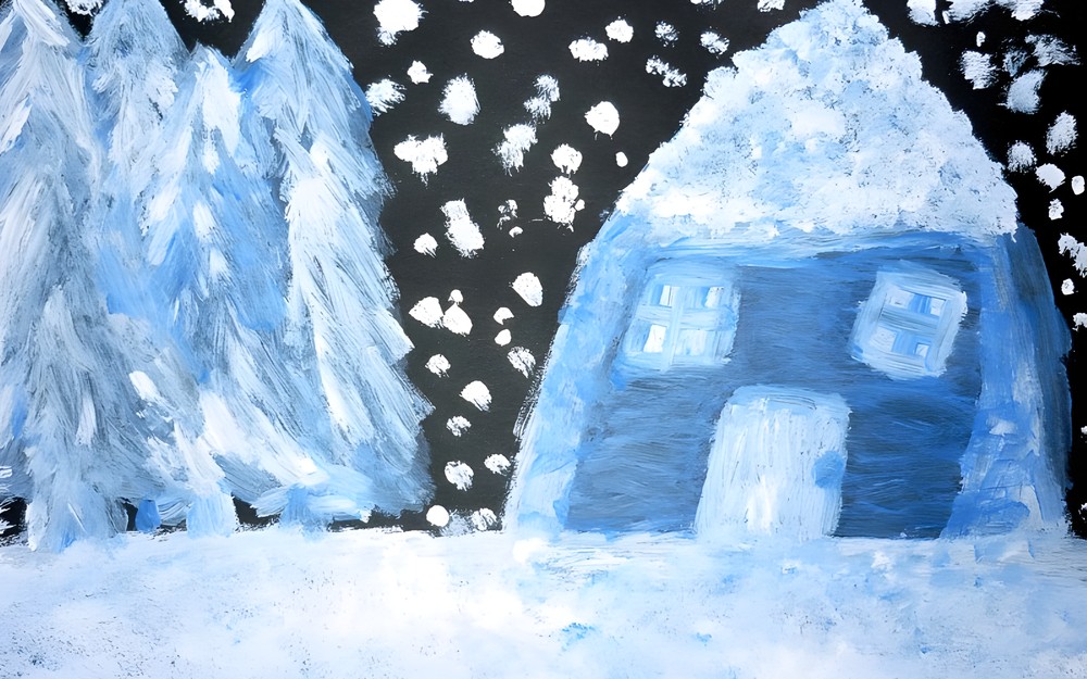 Zimowy pejzaż - praca feryjna