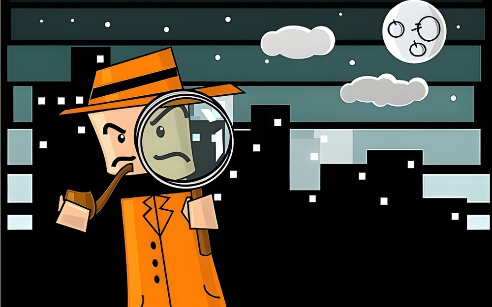 Detektyw trzyma w ręku lupę