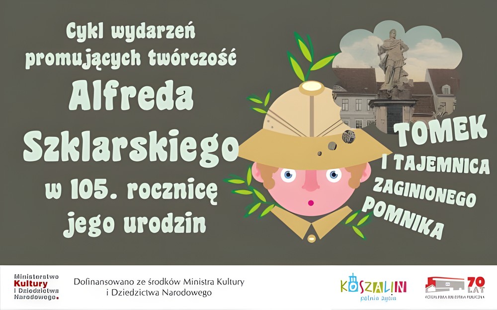 Plakat promujący projekt "Tomek i tajemnica zaginionego pomnika- warsztaty literackie"