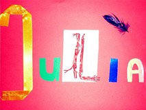 Swoją obecność na feriach w bibliotece, dzieci zaznaczyły KOLAŻEM Z IMION