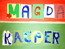 Swoją obecność na feriach w bibliotece, dzieci zaznaczyły KOLAŻEM Z IMION