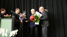 Dyrektorzy instytucji kultury: dyrektor BTD Zdzisław Derebecki oraz dyrektor Filharmonii Koszaliński