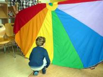 Zabawa z chustą integracyjną - ZGADNIJ JAK MAM NA IMIĘ