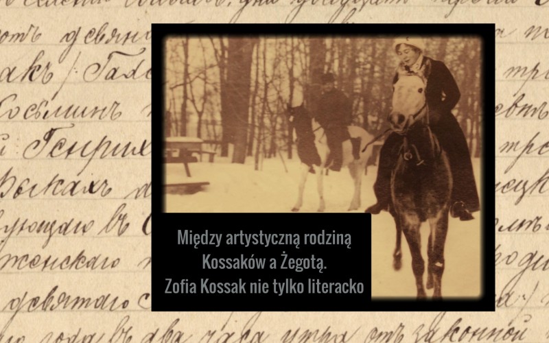 Grafika promująca spotkanie pt. „Między artystyczną rodziną Kossaków a Żegotą. Zofia...