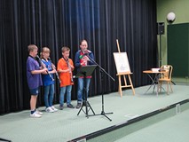 Występ klarnecistów z Państwowego Zespołu Szkół Muzycznych w Koszalinie. Dwie dziewczynki i dwóch ch