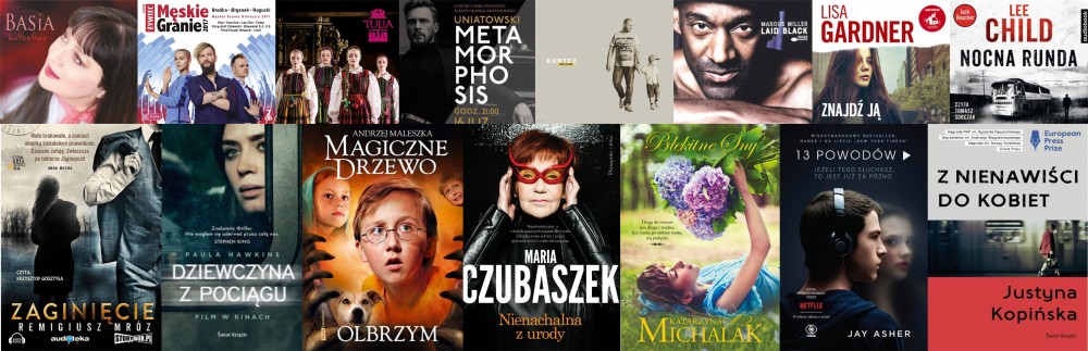 Grafika przedstawiająca okładki wybranych bestsellerów