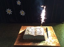 10-lecie filli w Nacławiu Biblioteki Publicznej Miasta i Gminy Polanów, tort jubileuszowy