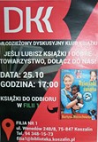 Plakat promujący spotkanie Dyskusyjnego Klubu Książki