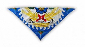 Dożynkowa Materiałowa chusta z symboliką kłosów zbóż i kogutów