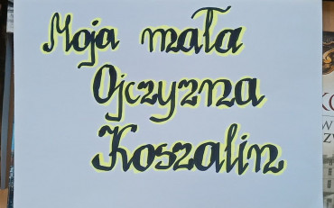 Biała krta z czarno-żółtym napisem Moja mala ojczyzna - Koszalin