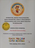 Podziekowanie od Przedszkola nr 10 w Koszalinie, za przeprowadzenie zajęć z przedszkolakami.