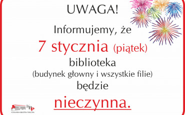 Infomacja o godzinach otwarcia biblioteki