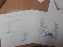 Oto efekty naszych zajęć z kaligrafii- takie tworzymy rysunki