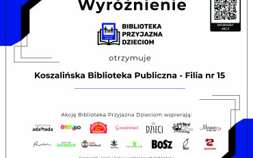 Biblioteka Przyjazna Dzieciom - wyróżnienie