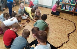 Układamy norkę dla Jeżyka z kasztanów