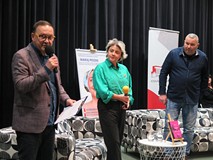 Dyrektor Dariusz Pawlikowski, Maria Peszek i Piotr Pawłowski.